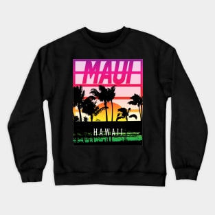 Hawaiian Tropical Sunset Beach and Palm Crewneck Sweatshirt